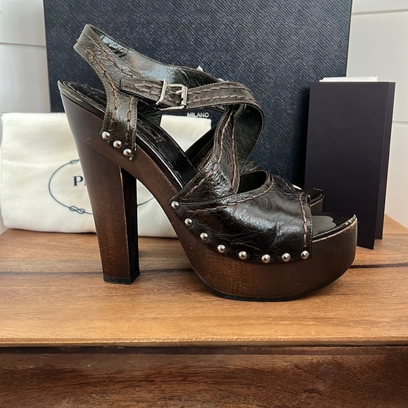 Prada platform calzature vit. Shine militare sandal - Picture 1 of 17